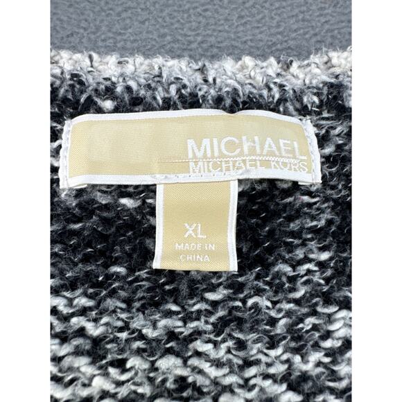 MICHAEL Michael Kors Black & White Stripe V-Neck‎ Knit Pullover Sweater XL - Picture 3 of 7